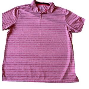 Nike Polo Shirt Mens XL Red Striped Casual Golf Rugby Performance Dri Fit Preppy